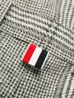 Thom Browne 4-Bar Prince of Whales check frayed chinos