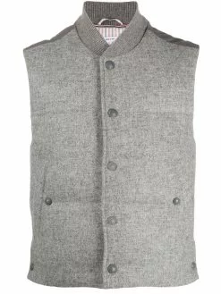 Thom Browne snap-button padded Shetland wool gilet