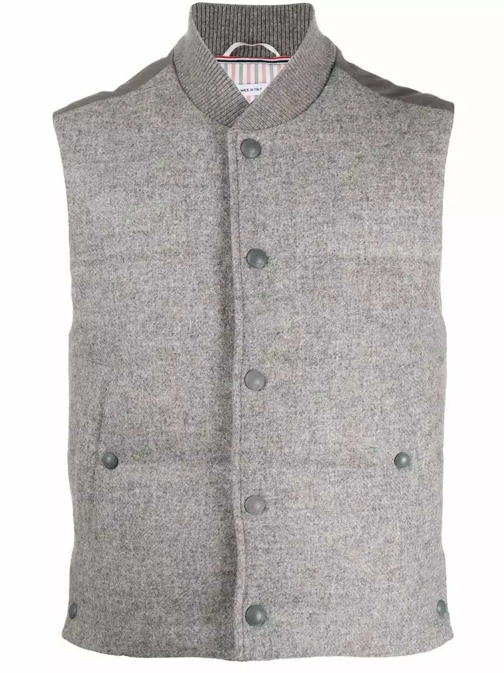 Thom Browne Snap button padded Shetland wool gilet waistcoats & gilets of men 1 Thom Browne snap-button padded Shetland wool gilet