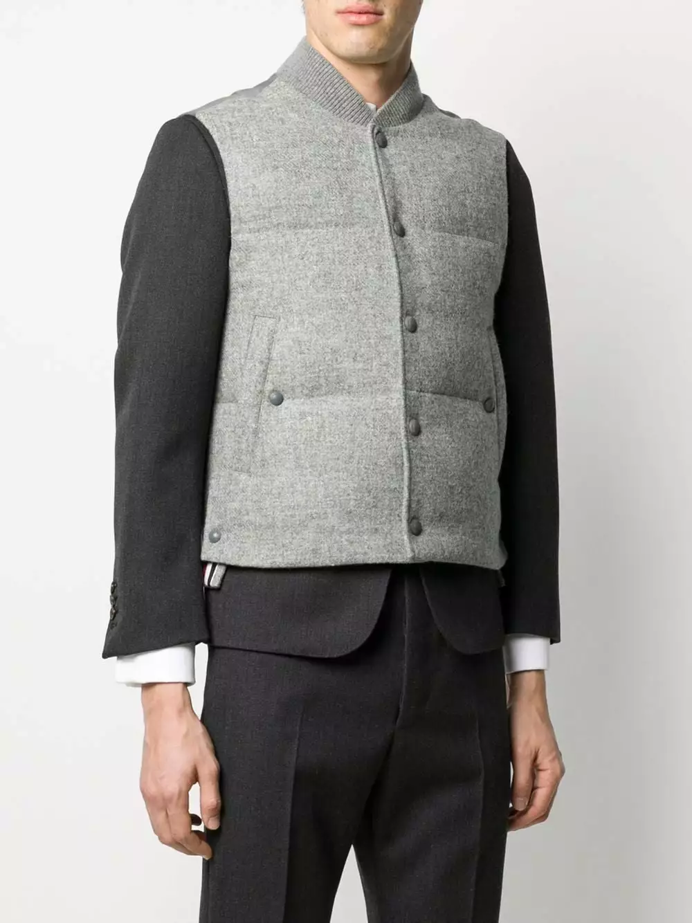 Thom Browne Snap button padded Shetland wool gilet waistcoats & gilets of men 3 Thom Browne snap-button padded Shetland wool gilet