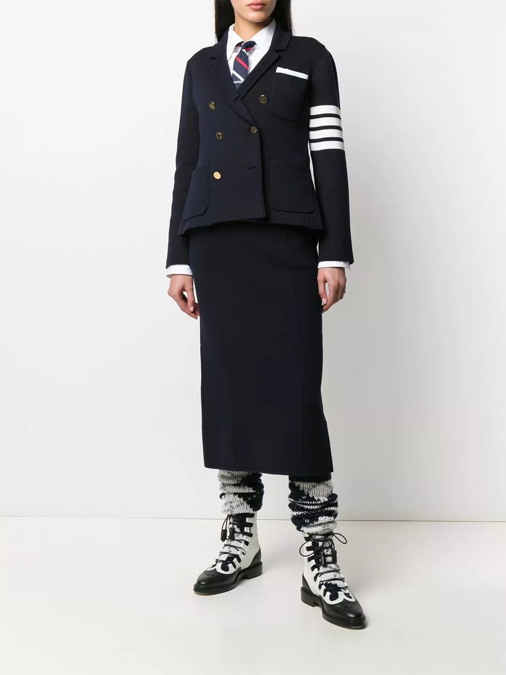 Thom Browne 4 Bar double face wool double breasted jacket fitted jackets of women 2 Thom Browne 4-Bar double-face wool double-breasted jacket