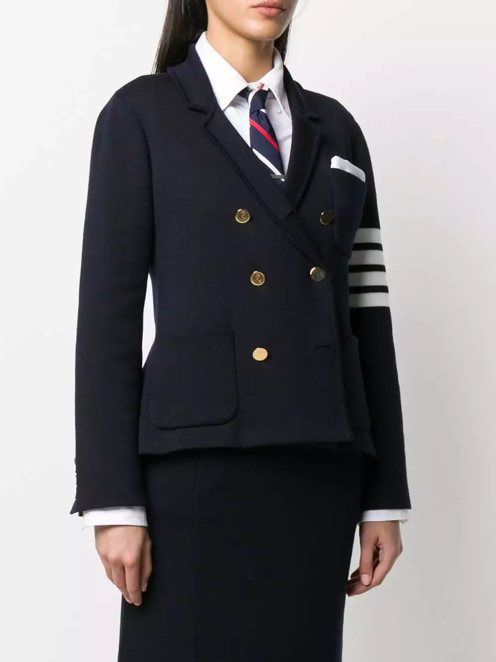 Thom Browne 4 Bar double face wool double breasted jacket fitted jackets of women 3 Thom Browne 4-Bar double-face wool double-breasted jacket