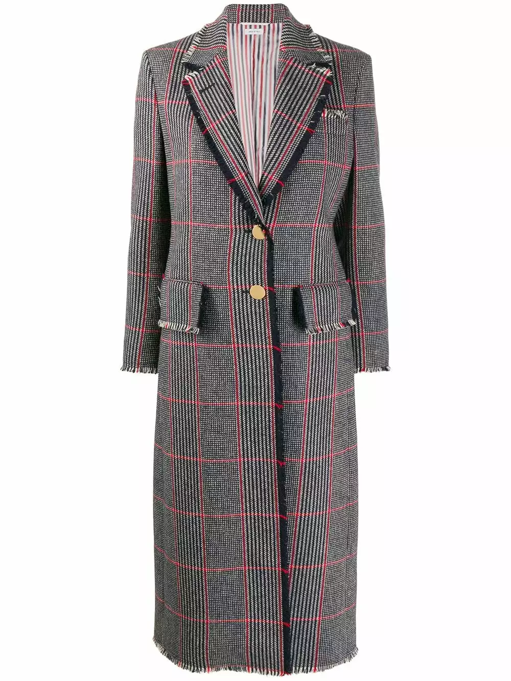 Thom Browne Tricolor hunting tweed single breasted overcoat single breasted coats of women 1 Thom Browne tricolor hunting tweed single-breasted overcoat
