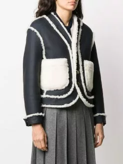 Thom Browne reversible shearling drop-shoulder jacket