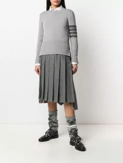 Thom Browne 4-Bar stripe Milano stitch pullover