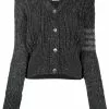 Thom Browne 4-bar aran cable cardigan
