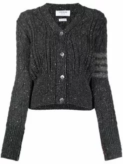 Thom Browne 4-bar aran cable cardigan