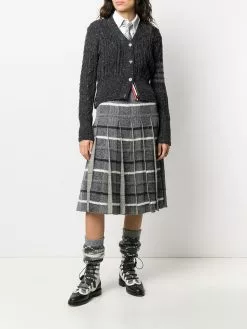 Thom Browne 4-bar aran cable cardigan