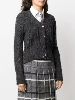 Thom Browne 4-bar aran cable cardigan