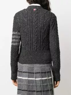 Thom Browne 4-bar aran cable cardigan