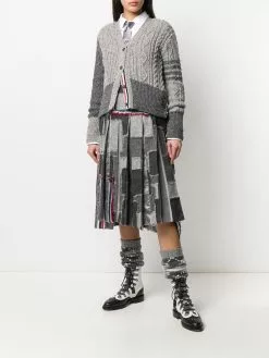 Thom Browne Fun-Mix Aran cable knit cardigan