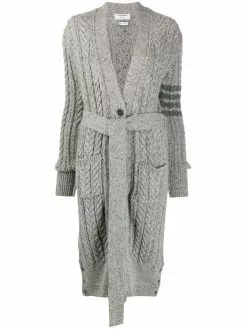 Thom Browne aran cable-knit 4-Bar cardi-coat