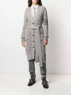 Thom Browne aran cable-knit 4-Bar cardi-coat