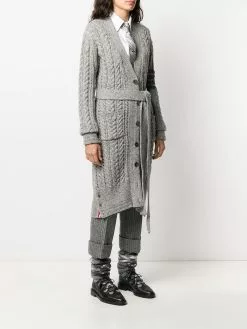 Thom Browne aran cable-knit 4-Bar cardi-coat