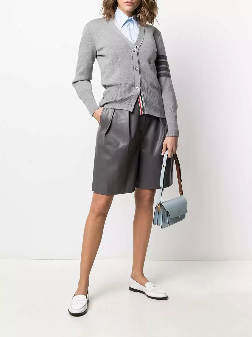 Thom Browne 4 Bar stripe V neck cardigan cardigans of women 2 Thom Browne 4-Bar stripe V-neck cardigan