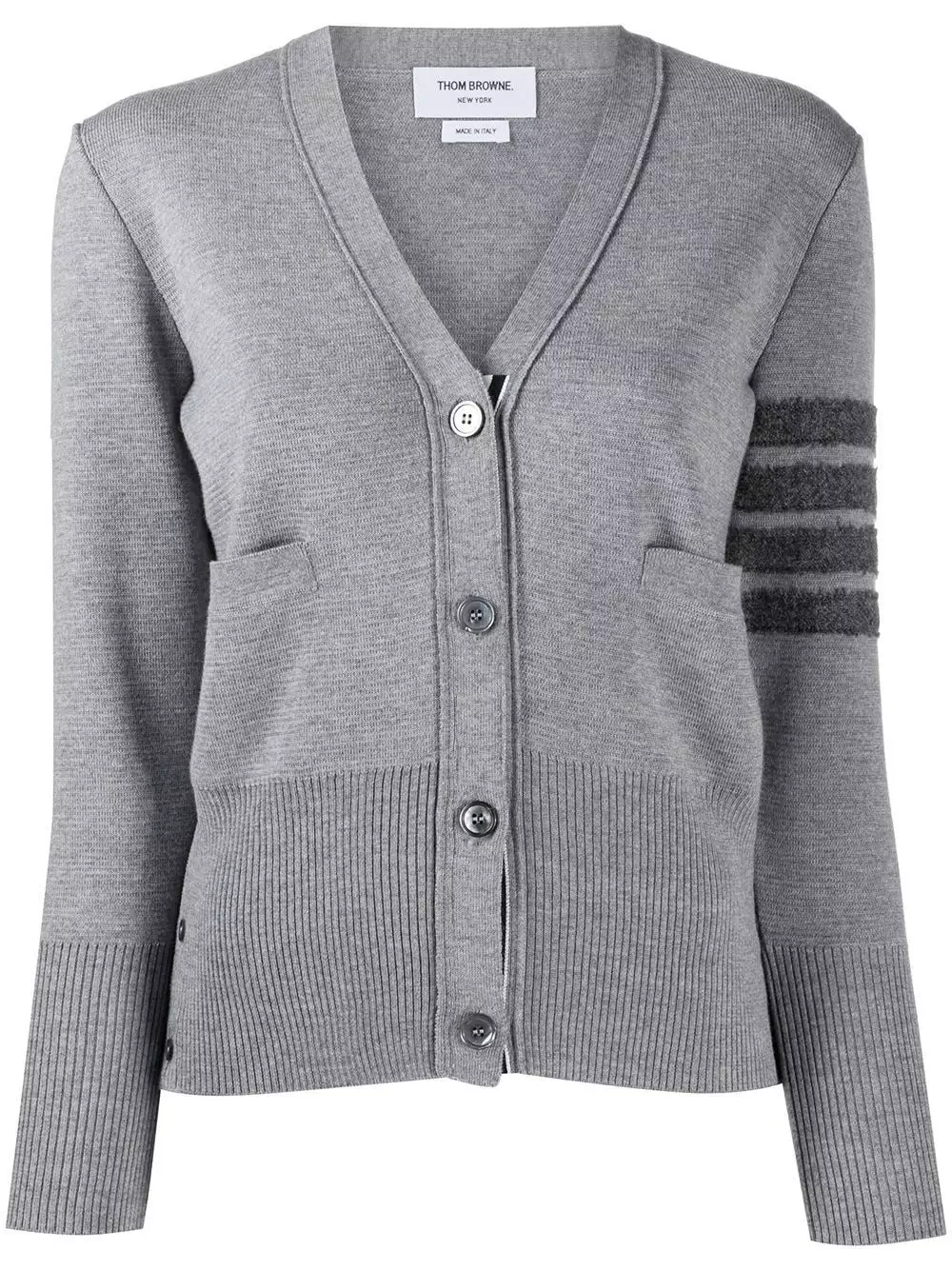 Thom Browne 4 Bar stripe V neck cardigan cardigans of women 1 Thom Browne 4-Bar stripe V-neck cardigan