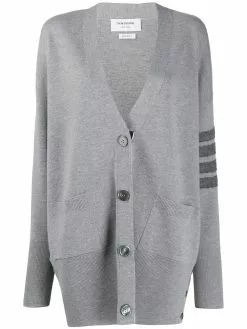 Thom Browne 4-Bar stripe Milano stitch cardi-coat