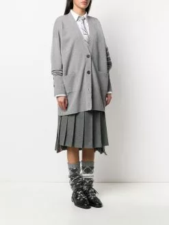 Thom Browne 4-Bar stripe Milano stitch cardi-coat