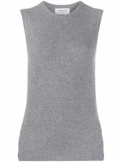 Thom Browne piqué stitch crew-neck shell top