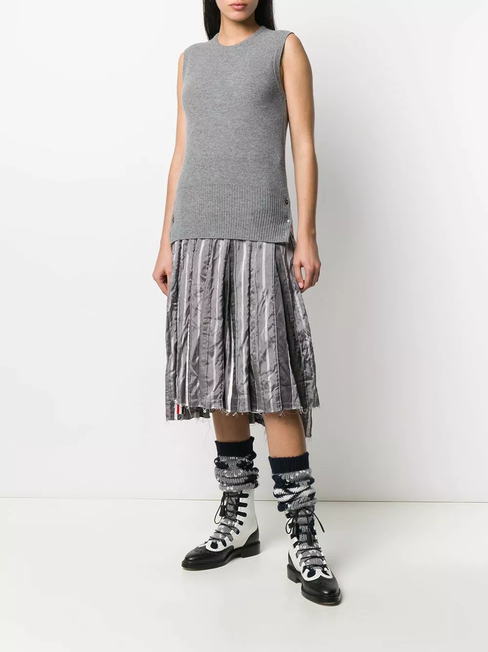 Thom Browne Piqué stitch crew neck shell top knitted tops of women 2 Thom Browne piqué stitch crew-neck shell top