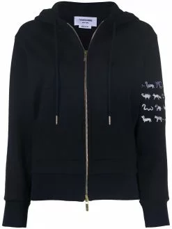 Thom Browne Animal Icon 4-Bar zip-up hoodie