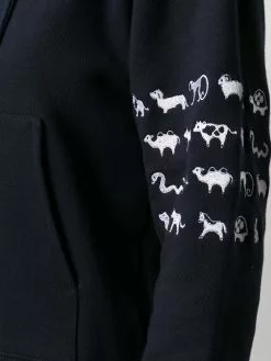 Thom Browne Animal Icon 4-Bar zip-up hoodie