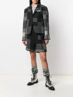 Thom Browne Shetland wool patchwork-effect shrunken blazer