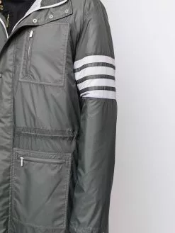 Thom Browne 4-Bar long hooded parka coat