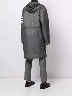 Thom Browne 4-Bar long hooded parka coat