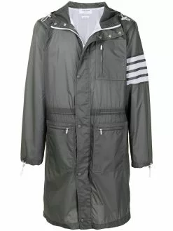 Thom Browne 4-Bar long hooded parka coat
