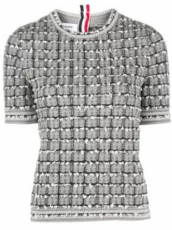 Thom Browne windowpane jacquard short-sleeve T-shirt