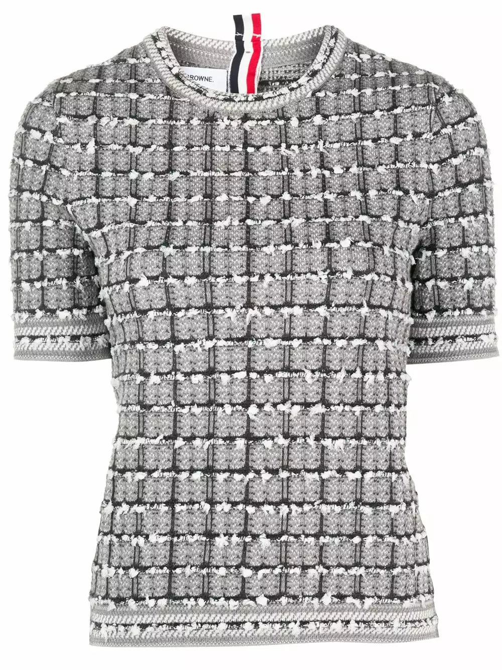 Thom Browne Windowpane jacquard short sleeve T shirt t-shirts & jersey shirts of women 1 Thom Browne windowpane jacquard short-sleeve T-shirt