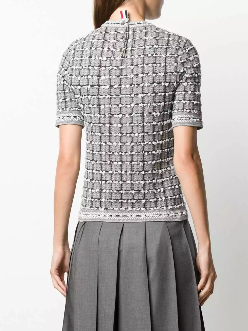 Thom Browne Windowpane jacquard short sleeve T shirt t-shirts & jersey shirts of women 4 Thom Browne windowpane jacquard short-sleeve T-shirt