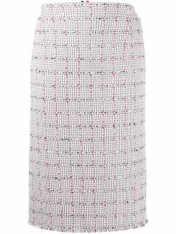 Thom Browne windowpane university check tweed pencil skirt