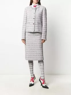 Thom Browne windowpane university check tweed pencil skirt