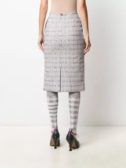 Thom Browne windowpane university check tweed pencil skirt