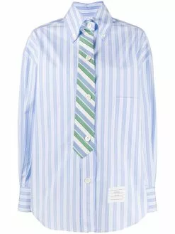 Thom Browne trompe l'oeil bar stripe necktie shirt