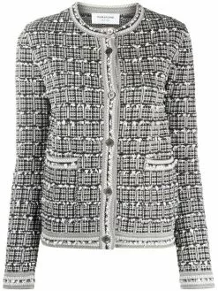 Thom Browne windowpane jacquard cardigan jacket