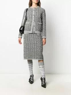 Thom Browne windowpane jacquard cardigan jacket
