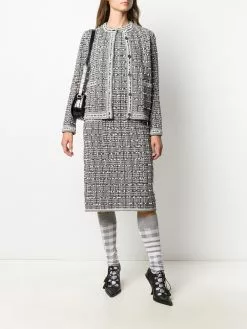 Thom Browne windowpane jacquard sleeveless pencil dress