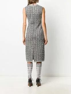 Thom Browne windowpane jacquard sleeveless pencil dress