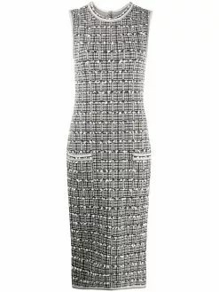 Thom Browne windowpane jacquard sleeveless pencil dress