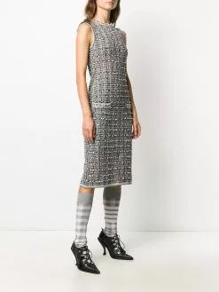 Thom Browne windowpane jacquard sleeveless pencil dress