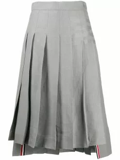 Thom Browne tonal 4-Bar pleated skirt