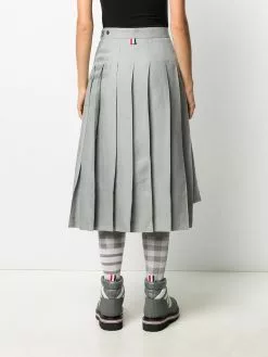 Thom Browne tonal 4-Bar pleated skirt