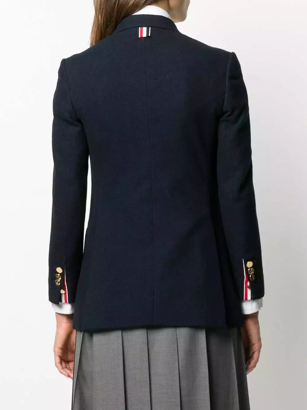 Thom Browne Single breasted blazer with stripe lapel detail jackets of women 4 Thom Browne single-breasted blazer with stripe lapel detail