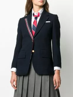 Thom Browne Single breasted blazer with stripe lapel detail jackets of women 7 Thom Browne single-breasted blazer with stripe lapel detail