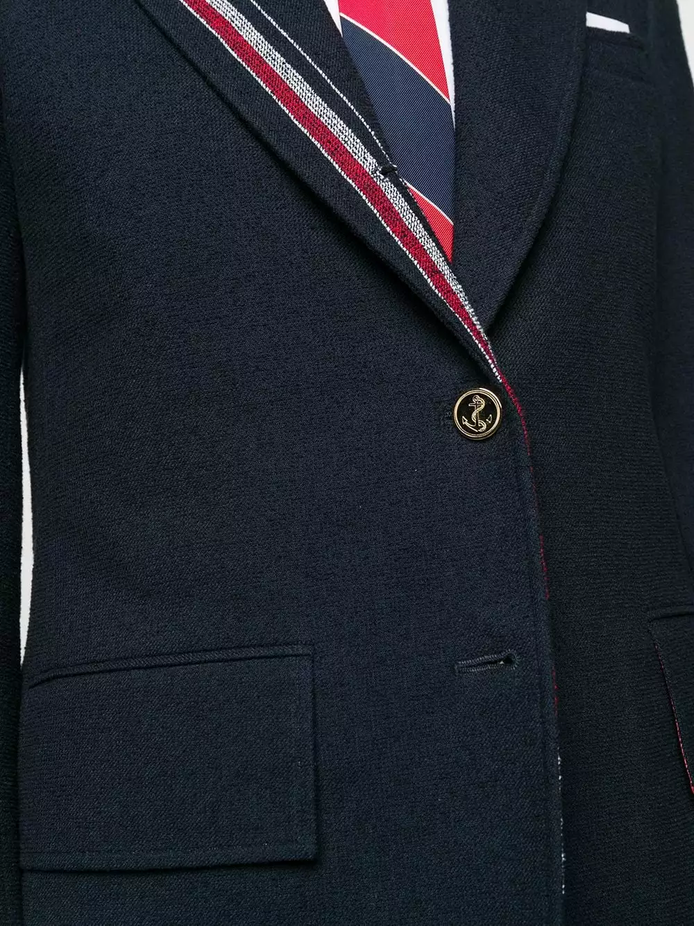 Thom Browne Single breasted blazer with stripe lapel detail jackets of women 5 Thom Browne single-breasted blazer with stripe lapel detail