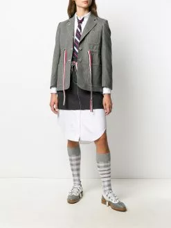 Thom Browne 2ply fresco tie waist mini sack skirt