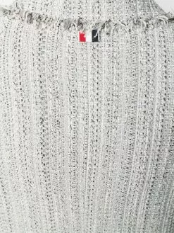 Thom Browne frayed wide lapel tweed overcoat